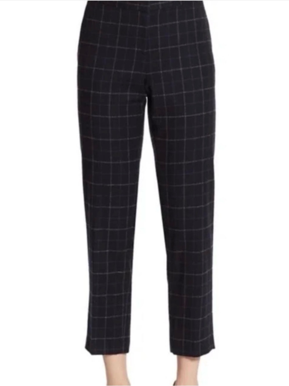 Theory Item Cropped Navy Windowpane Wool Cashmere Pants Size 0 Fall Winter